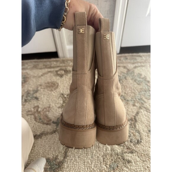 Sam Edelman Lace Up Beige Tan Suede Boots Combat Boots Lex Boot 8.5 - Picture 7 of 10